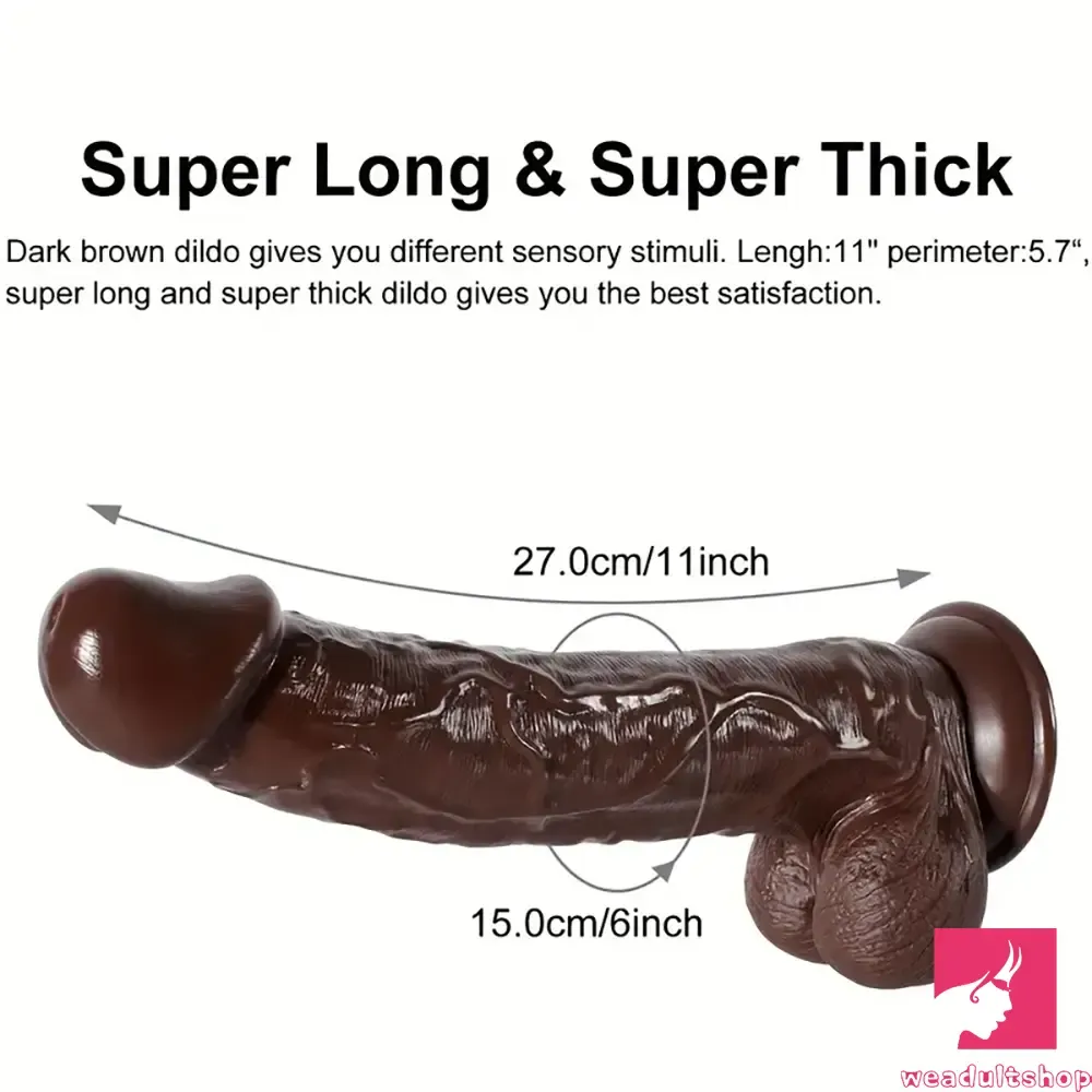 11in Big Ebony Silicone Soft Dildo Adult Sex Toy For Female Male Sex