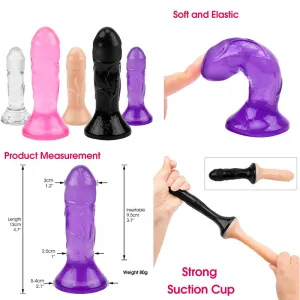 4 Soft Silicone Jelly Narrow Dildo Realistic Small Anal Plug