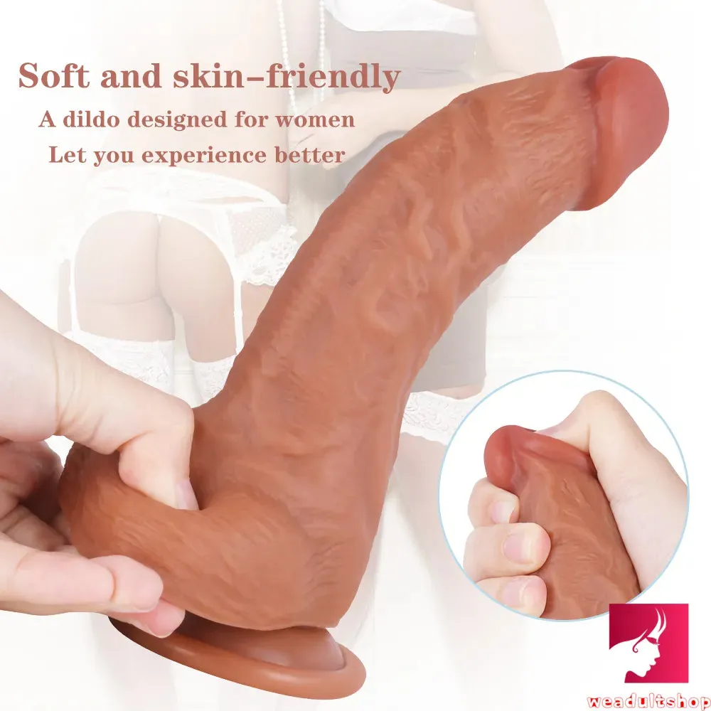 7.68in Curved Small Glans Realistic Skin Dildo Adult Masturbation Toy