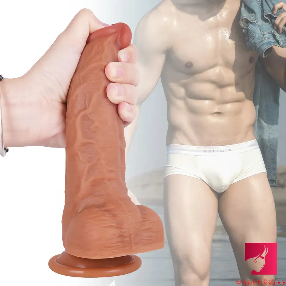 7.68in Curved Small Glans Realistic Skin Dildo Adult Masturbation Toy