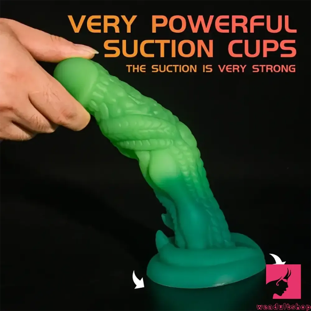 7.87in Realistic Dragon Green Gradient Soft Silicone Women Anal Dildo