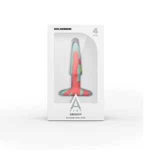 A-Play Groovy Silicone Anal Plug 4 in. Multi-Colored. Yellow