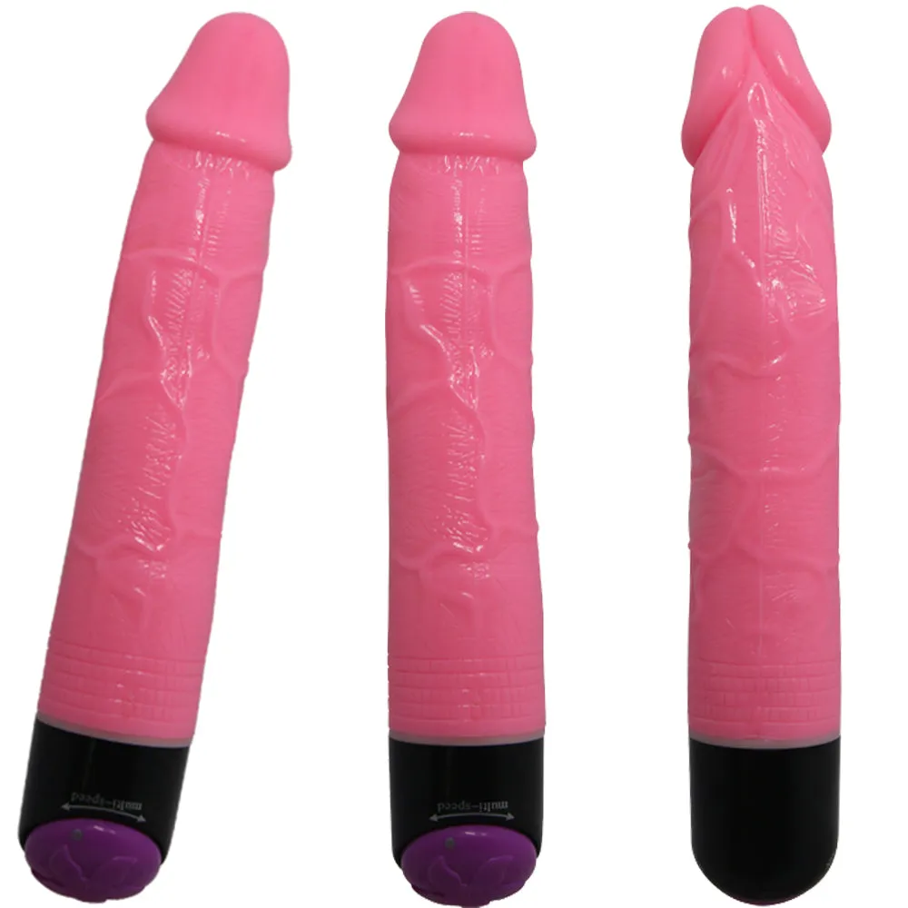 Baile 23.5cm Realistic Vibrating Dildo Flexible Firm Dong Vibrator Sex Toy