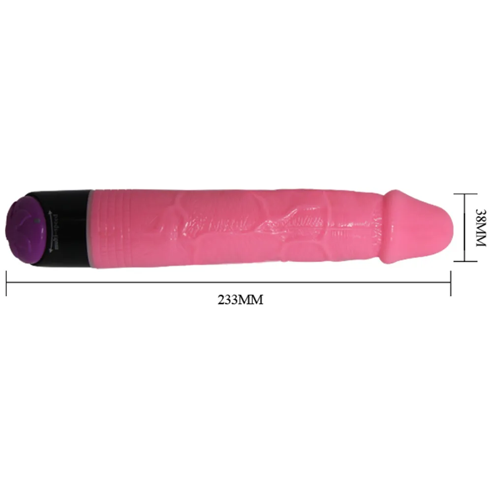 Baile 23.5cm Realistic Vibrating Dildo Flexible Firm Dong Vibrator Sex Toy