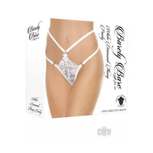Barely Bare White Diamond Thong Panty White O/s
