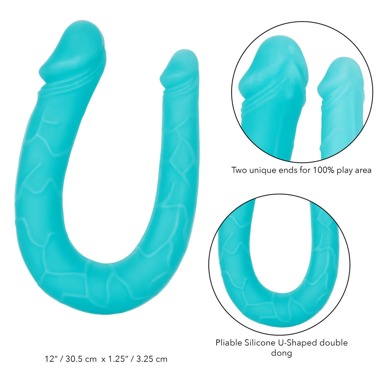 CalExotics Boundless AC/DC Dong 30cm Silicone Double Ended Dildo Teal