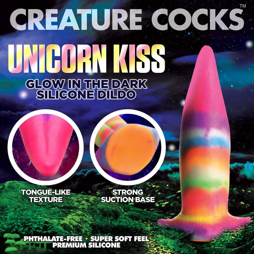 Creature Cocks Unicorn Kiss Silicone Dildo Tongue Anal Glow in the Dark Sex Toy