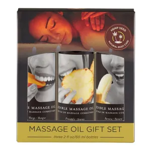 Earthly Body Edible Massage Oil Gift Set Mango. Banana & Pineapple