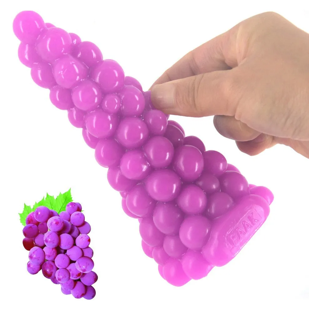 FAAK Grape Realistic Big Anal Plug Beads G-spot Clitoris Dildo Toy