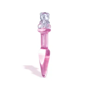 First Glass Teddy Love Plug Glass Butt Plug Pink
