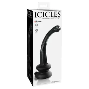 Icicles No. 87 Curved Glass G-Spot Massager With Suction Cup Black