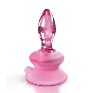 Icicles No. 90 - Glass Suction Cup Anal Plug - Pink