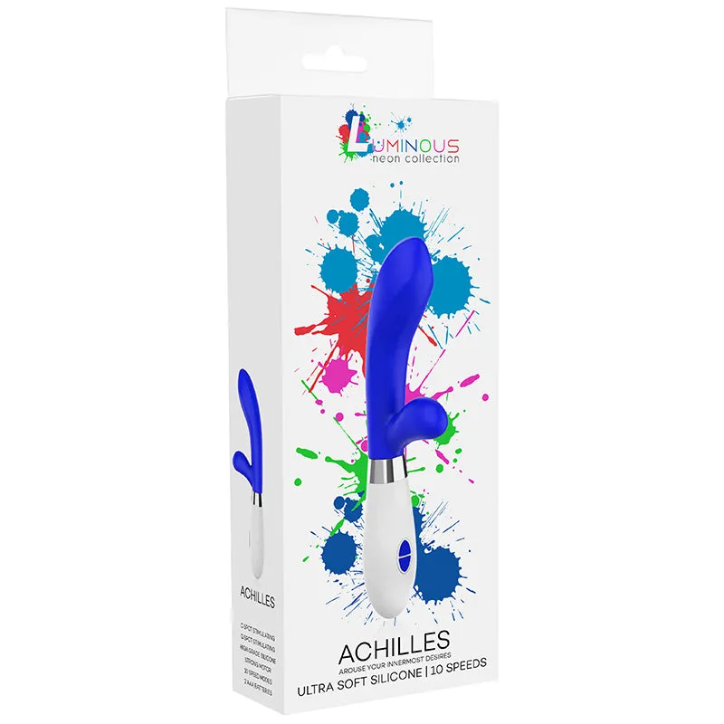 Luminous Achilles 10-Speed Silicone Dual Stimulation Vibrator Blue