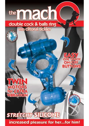 Macho Dbl Cock and Balls Ring - Blue