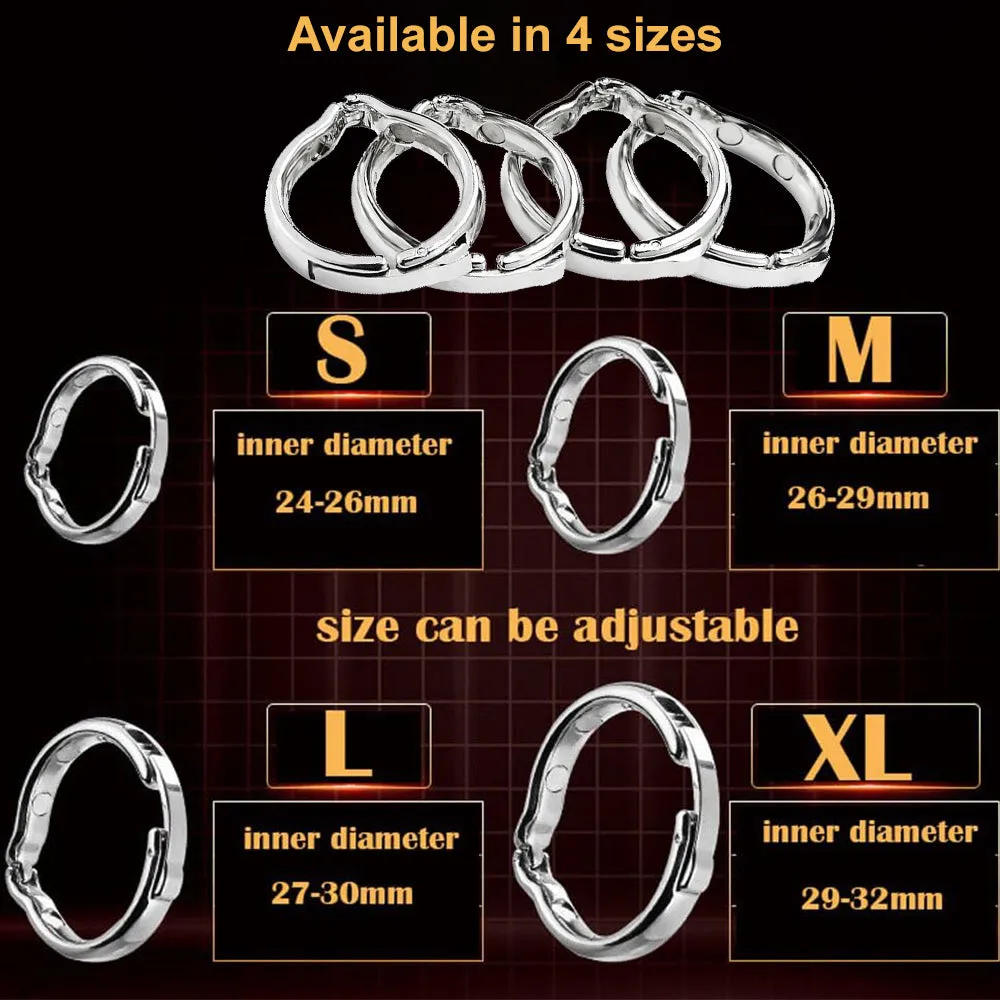 Magnetic Metal Stainless Steel Penis Cock Ring Adjustable Erection Aid Sex Toy