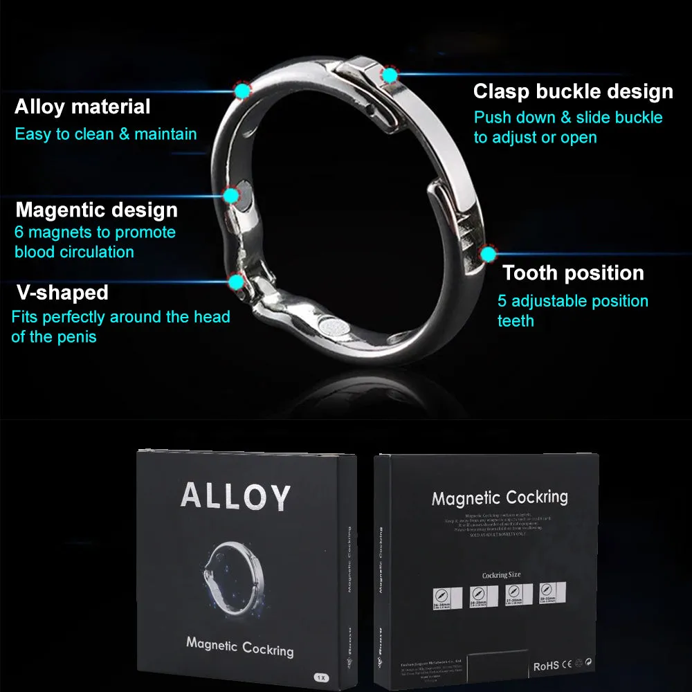 Magnetic Metal Stainless Steel Penis Cock Ring Adjustable Erection Aid Sex Toy