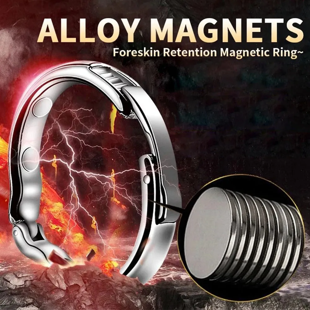 Magnetic Metal Stainless Steel Penis Cock Ring Adjustable Erection Aid Sex Toy