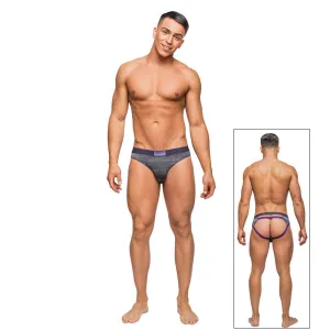 Male Power Heather Haze Cutout Thong Grey LX