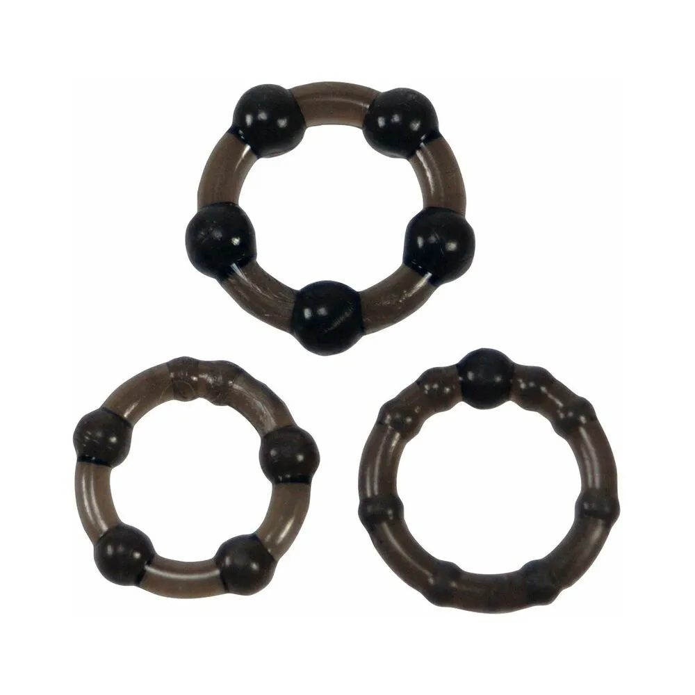 Me You Us Easy Squeeze 3-Piece Cockring Set Black