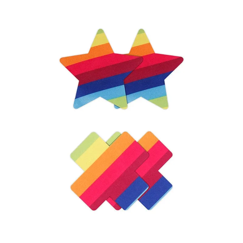 NS Novelties Pretty Pasties Pride Star & Cross Set