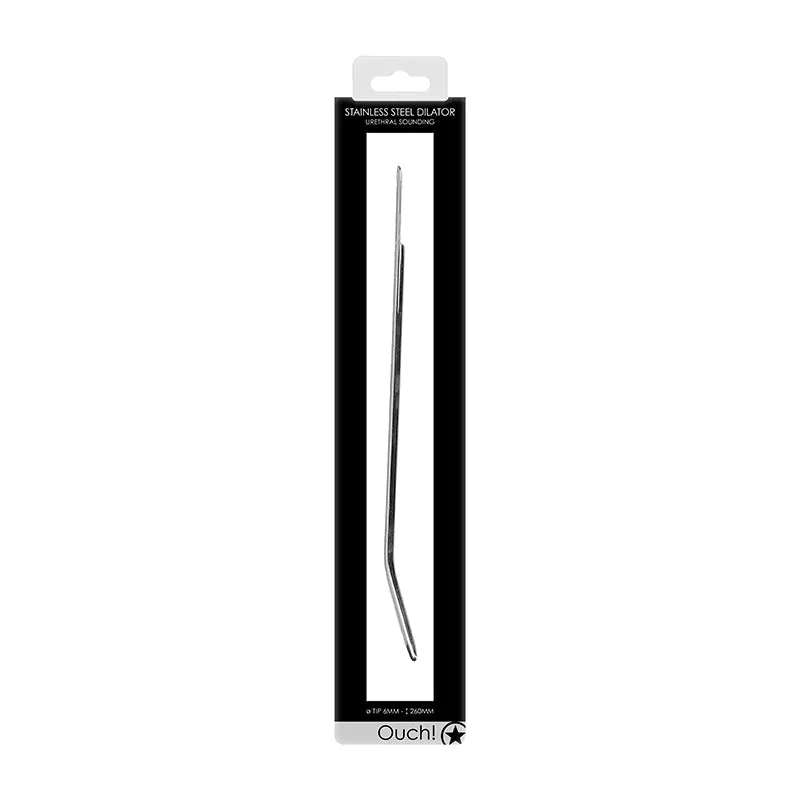 Ouch! Urethral Sounding Curved Stainless Steel Dilator 6 mm