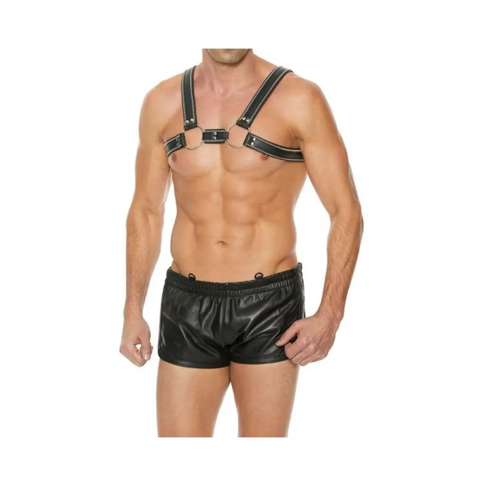 Premium Leather O-ring Zipper Series Bulldog Harness S/m Black