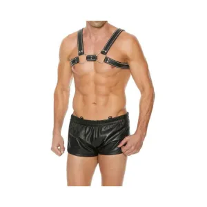 Premium Leather O-ring Zipper Series Bulldog Harness S/m Black