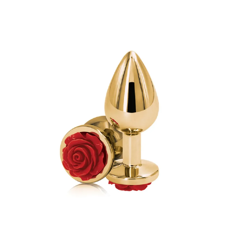 Rear Assets Rose Anal Plug - Medium - Red