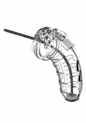 Shots Man Cage 4.5' w/Silicone Urethral Sounding - Clear