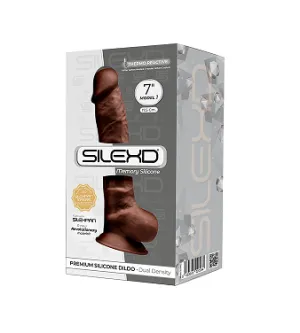Silexd 7 Model 1 Realistic Silicone Dildo Suction Cup Balls Brown