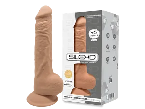 Silexd 9.5 Model 3 Realistic Dildo Veined Dual Layer Silicone Dong Caramel