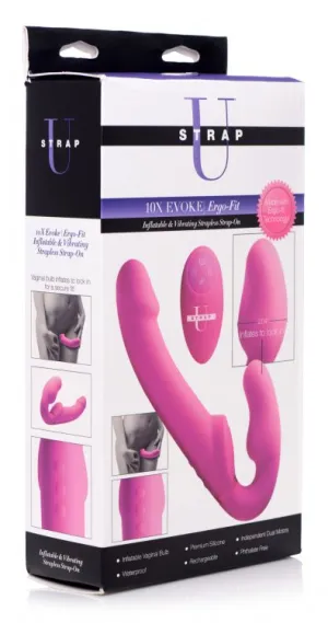 Strap U Evoke Ergo Fit Strapless Strap On Dildo w/Remote - Pink