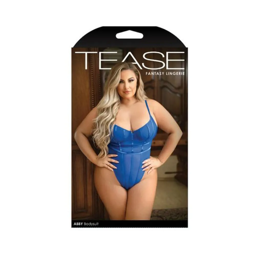 Tease Abby Bodysuit With Structured Elastic Detail. Thong-cut Back And Snap Closure Cobalt Blue 3x/4