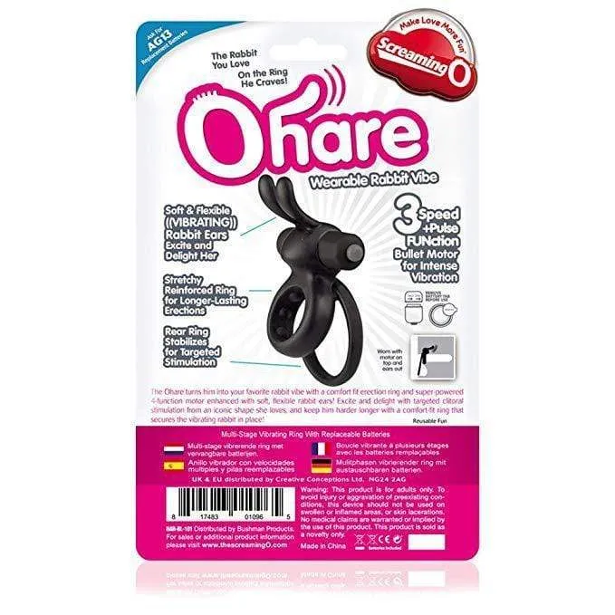 TheScreamingO - Ohare Rabbit Vibrating Cock Ring (Black)