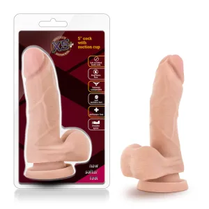 X5 Plus Realistic 5 in. Posable Dildo with Balls Beige